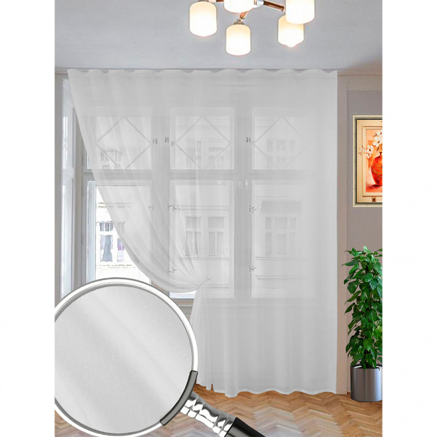 Штора-тюль Балестрате 300х285 см белая от магазина ЛесКонПром.ру