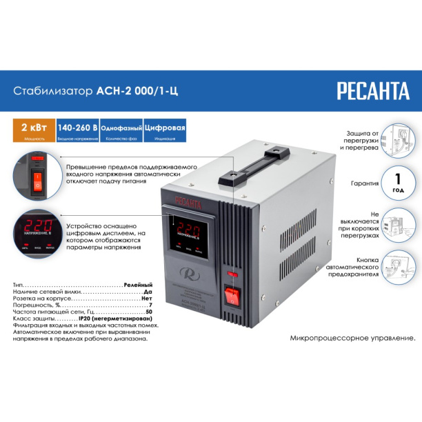 Стабилизатор Ресанта 2 кВт от магазина ЛесКонПром.ру