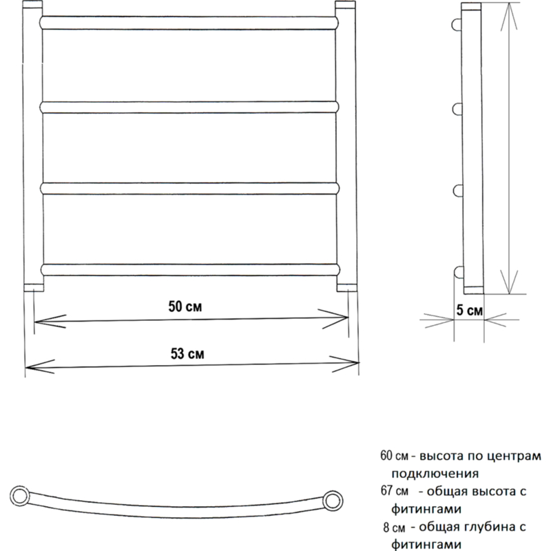 Водяной полотенцесушитель EWRIKA Сафо D 60х50 Золото от магазина ЛесКонПром.ру