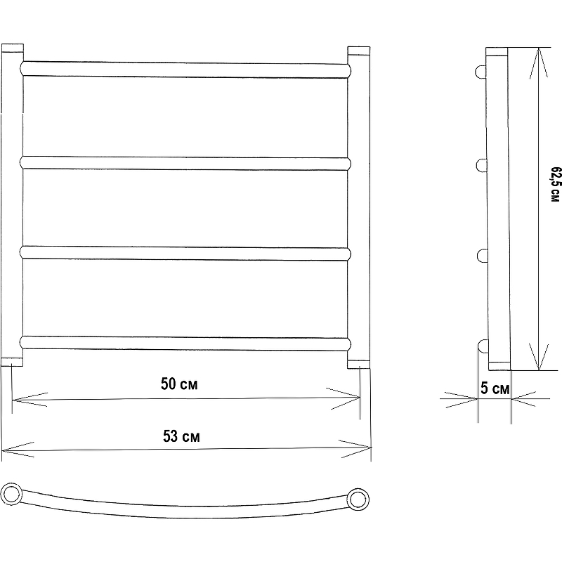 Водяной полотенцесушитель EWRIKA Сафо D 60х50 Хром от магазина ЛесКонПром.ру