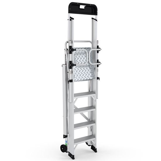 Складская профессиональная алюминиевая стремянка 5 ступеней с опорами CAGSAN арт.КPN4 от магазина ЛесКонПром.ру