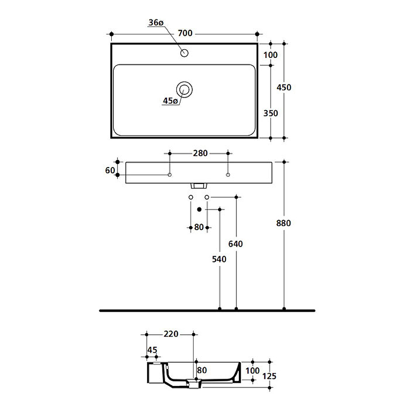 Раковина Kerasan Cento 70 353201*1 Белая от магазина ЛесКонПром.ру