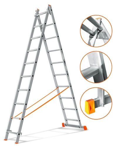 Двухсекционная алюминиевая лестница ГРАНИТ 2х10 ступеней Эйфель от магазина ЛесКонПром.ру