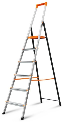 Стремянка алюминиевая анодированная Эйфель 6 ступеней (арт. Фаворит-Профи 106) от магазина ЛесКонПром.ру