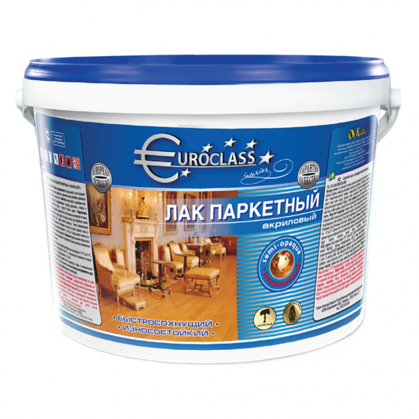 Лак паркетный акриловый полуматовый Euroclass 0,8 л от магазина ЛесКонПром.ру