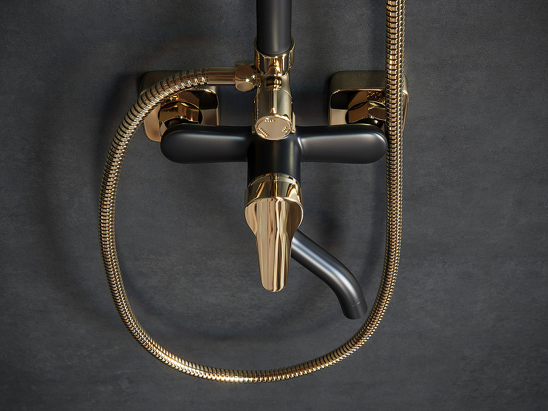 Душевая система Laguraty 7000AX Черный Золото от магазина ЛесКонПром.ру