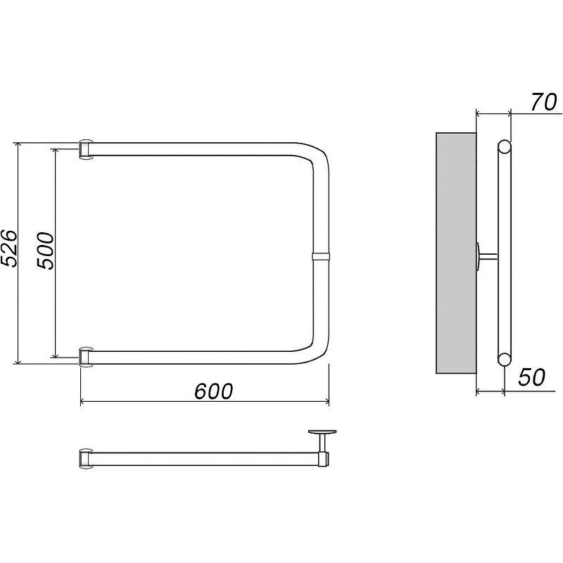 Водяной полотенцесушитель Grota Modesto 50х60 Хром от магазина ЛесКонПром.ру