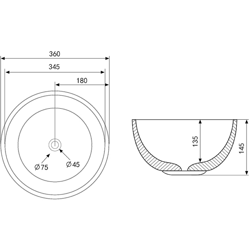 Раковина-чаша Abber Bequem 36 AC2105 Белая от магазина ЛесКонПром.ру