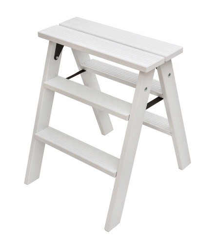 Стремянка двухсторонняя деревянная Hoz-Block Марк 3 ступени  Белая (арт. ДДС-3Б) от магазина ЛесКонПром.ру