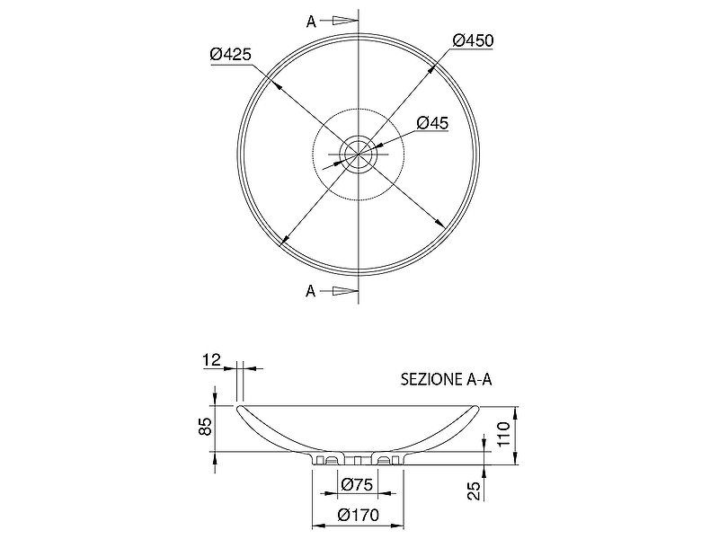 Раковина-чаша Scarabeo Thin Line 45 8044 Белая от магазина ЛесКонПром.ру