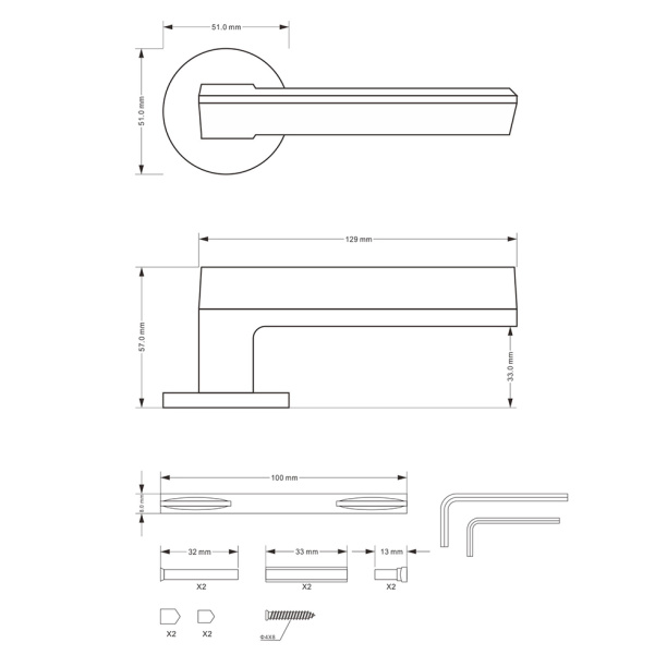 Ручки дверные NEODECO Olive EZ черные от магазина ЛесКонПром.ру