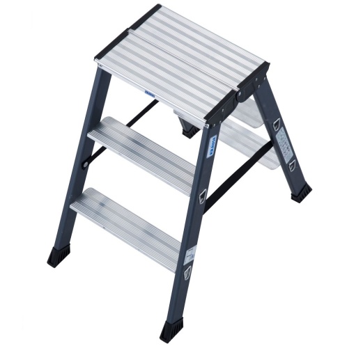 Стремянка алюминиевая анодированная Krause Sepro D 2х3 ступени (арт. 125804) от магазина ЛесКонПром.ру