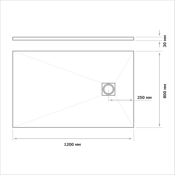 Душевой поддон Галерея М 120х80х3 см от магазина ЛесКонПром.ру