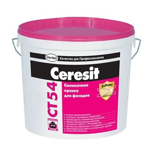 Краска фасадная силикатная Церезит СТ 54 транспарентная база 15 л от магазина ЛесКонПром.ру