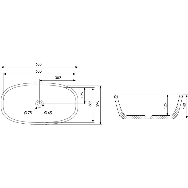 Раковина-чаша Abber Rechteck 60 AC2206MB Черная матовая от магазина ЛесКонПром.ру