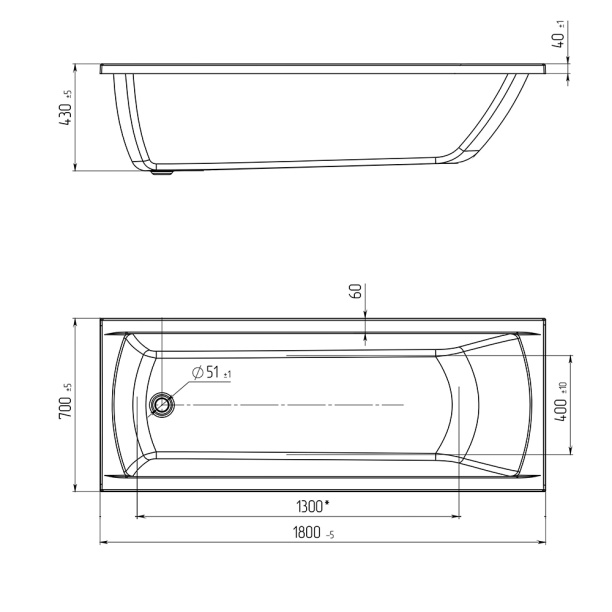 Акриловая ванна 1Acrill Европа 180х70 см от магазина ЛесКонПром.ру