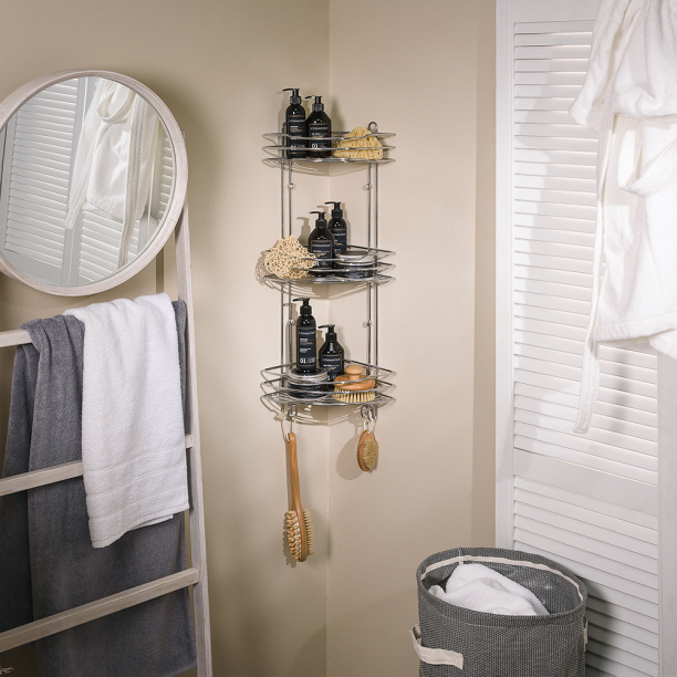 Полка сетчатая ЧМЗ Стамбул 3-ярусная угловая от магазина ЛесКонПром.ру