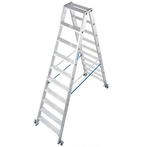 Стремянка алюминиевая двухсторонняя Krause Stabilo с роликами 2х10 ступеней (арт. 124876) от магазина ЛесКонПром.ру