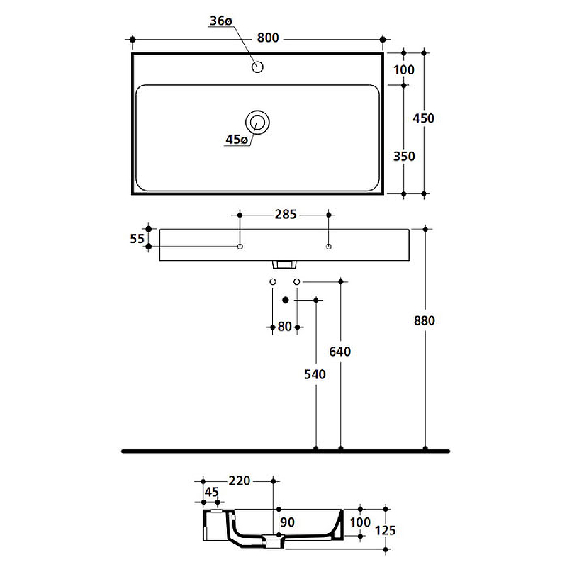 Раковина Kerasan Cento 80 353301*1 Белая от магазина ЛесКонПром.ру