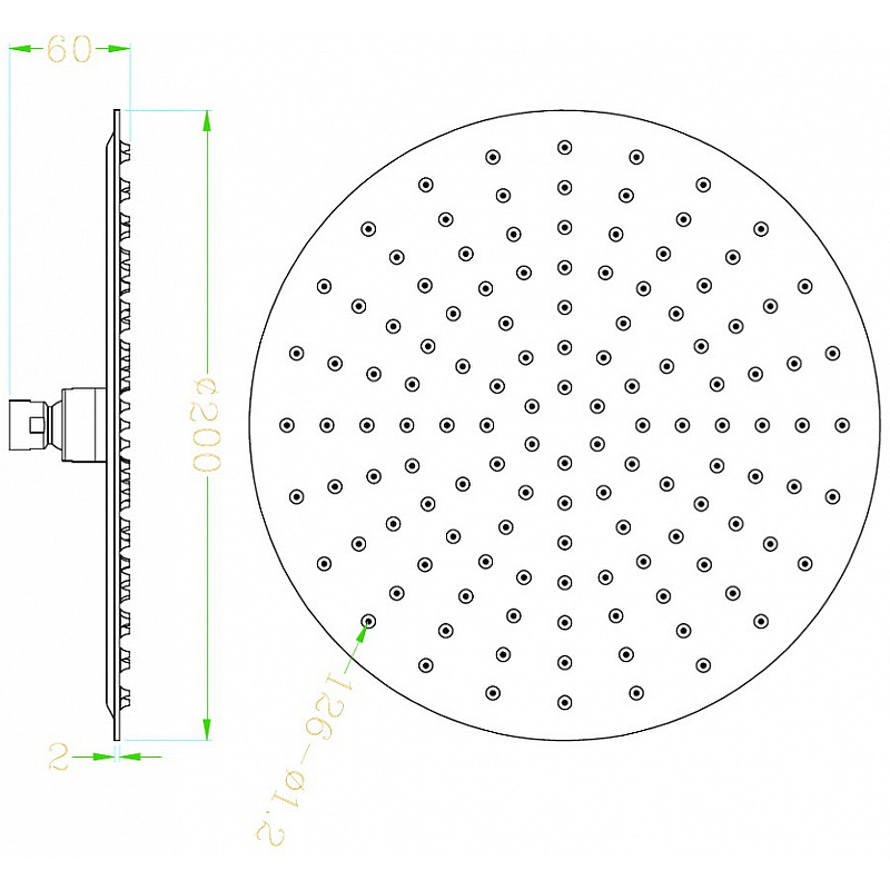 Верхний душ Rav Slezak KS0011 Хром от магазина ЛесКонПром.ру