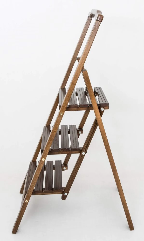 Стремянка деревянная с широкими ступенями Hoz-Block Микки 3 ступени Венге (арт. СДМ-3В) от магазина ЛесКонПром.ру