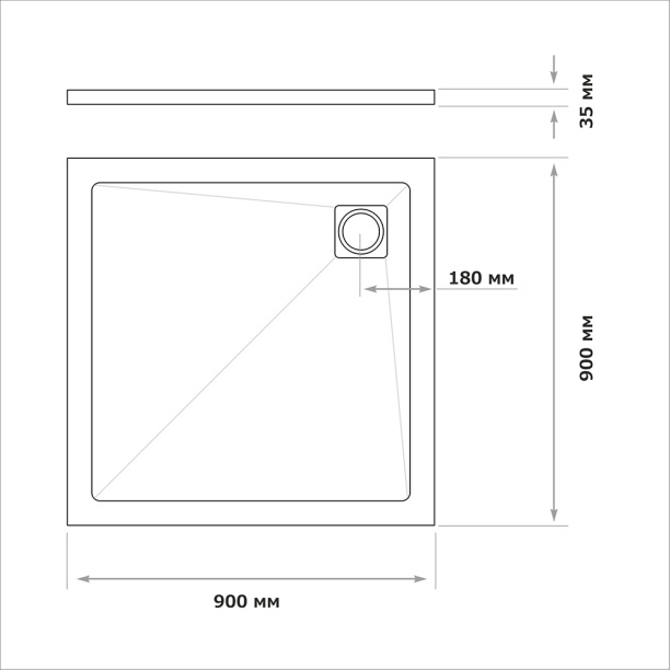Душевой поддон Галерея М 90х90х3,5 см от магазина ЛесКонПром.ру