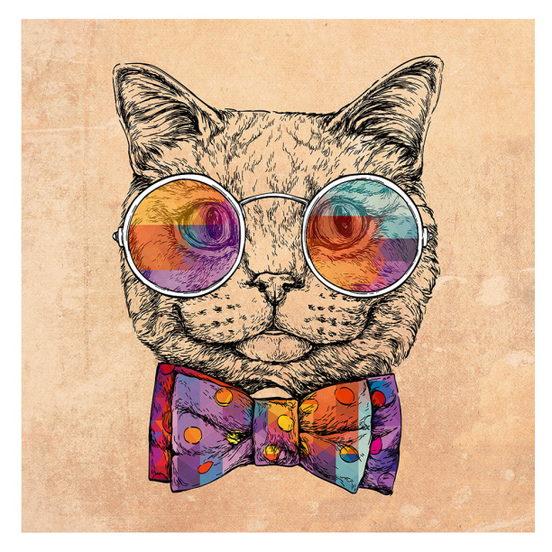 Канвас 40х40 см Кот в очках от магазина ЛесКонПром.ру