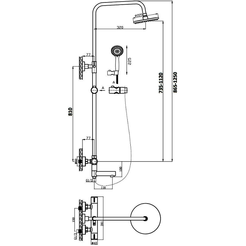 Душевая система Agger Thermo A2461100 Хром от магазина ЛесКонПром.ру