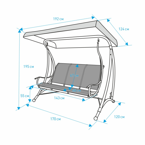 Садовые качели текстилен 195х120х170 см от магазина ЛесКонПром.ру