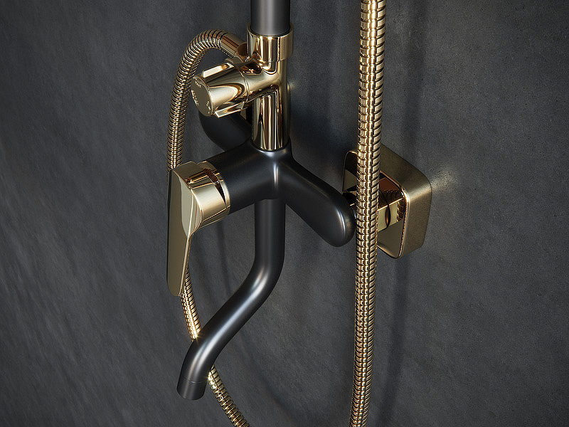 Душевая система Laguraty 7000AX Черный Золото от магазина ЛесКонПром.ру