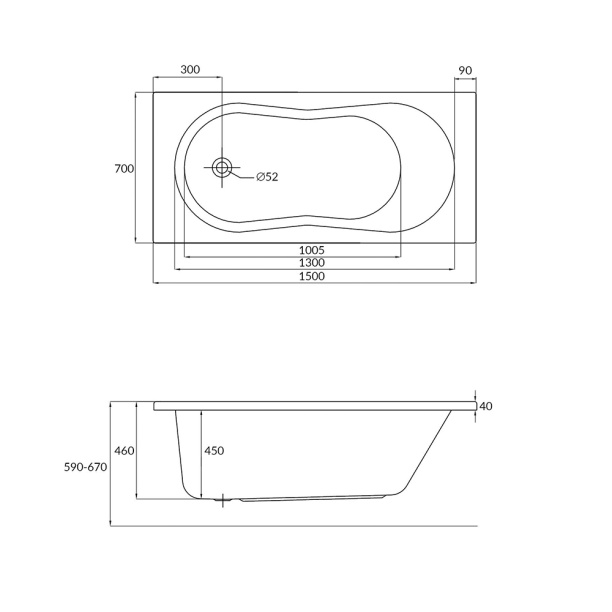 Акриловая ванна Cersanit Nike 150x70 см от магазина ЛесКонПром.ру