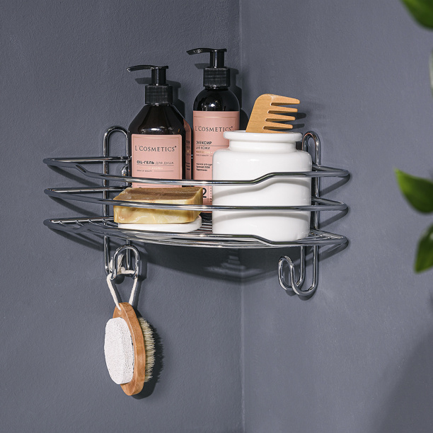 Полка сетчатая ЧМЗ Стамбул 1-ярусная угловая от магазина ЛесКонПром.ру