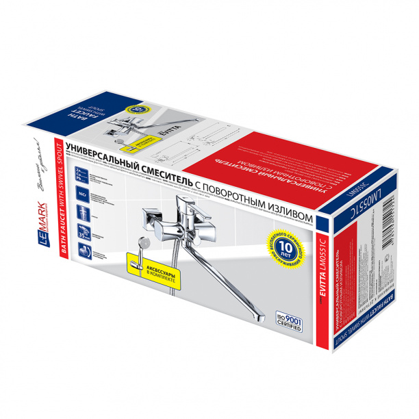 Смеситель для ванны LEMARK Evitta с длинным изливом от магазина ЛесКонПром.ру