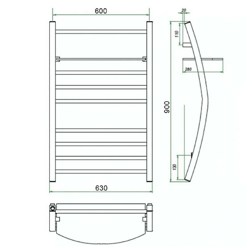Водяной полотенцесушитель Grota Vela 630х900 Хром от магазина ЛесКонПром.ру