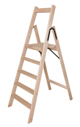 Стремянка деревянная односторонняя со ступенями Hoz-Block Электрик 5 ступеней (арт. СДЭ-5) от магазина ЛесКонПром.ру