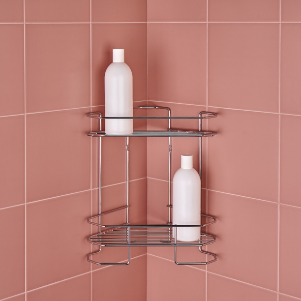 Полка сетчатая ЧМЗ Нюанс 2-ярусная угловая хром от магазина ЛесКонПром.ру