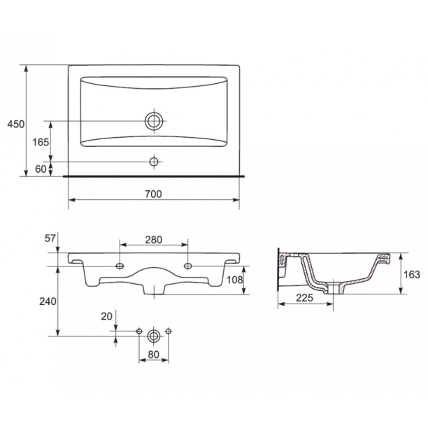 Раковина Cersanit COMO 70 см от магазина ЛесКонПром.ру
