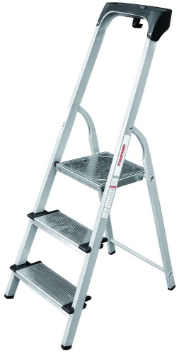 Стремянка стальная с широкой ступенью и органайзером Новая Высота 3 ступени (арт. 1138103) от магазина ЛесКонПром.ру