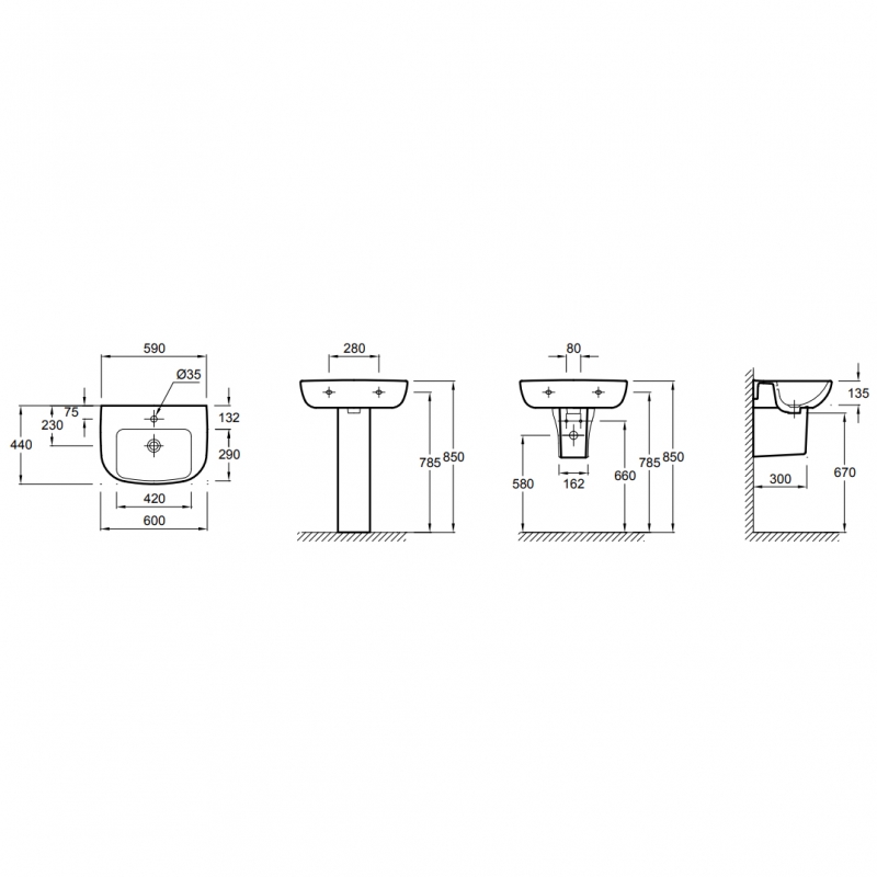Раковина Jacob Delafon Odeon Up 60 E4700-00 Белая от магазина ЛесКонПром.ру