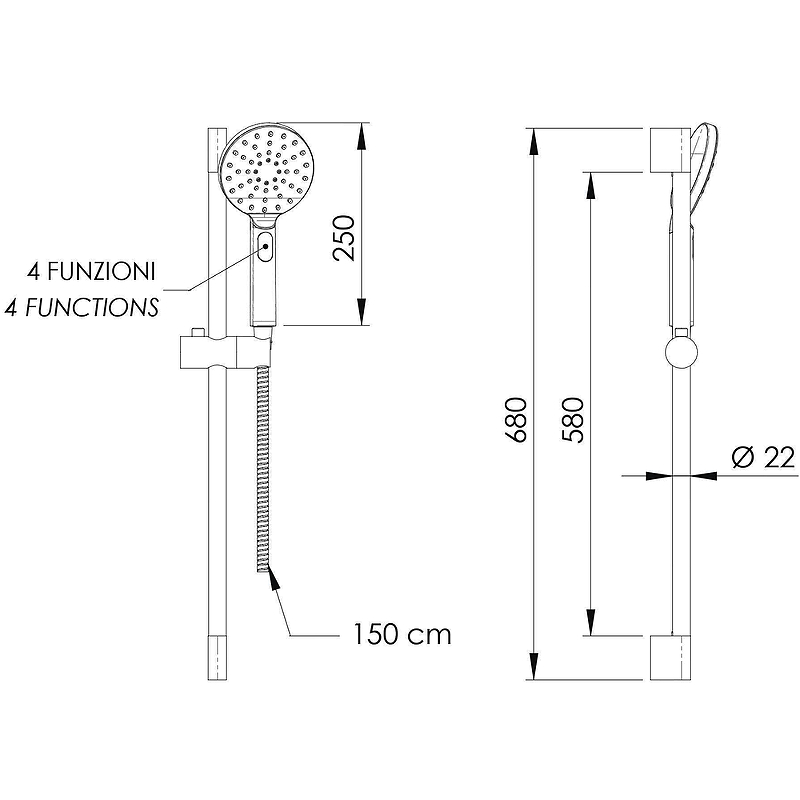 Душевой гарнитур Remer 315L318MP Хром от магазина ЛесКонПром.ру