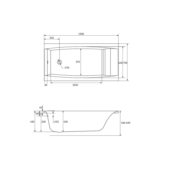 Акриловая ванна Cersanit Virgo 150х75 см от магазина ЛесКонПром.ру
