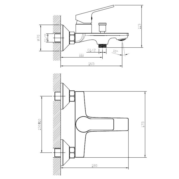 Смеситель для ванны Milardo Note с длинным изливом от магазина ЛесКонПром.ру