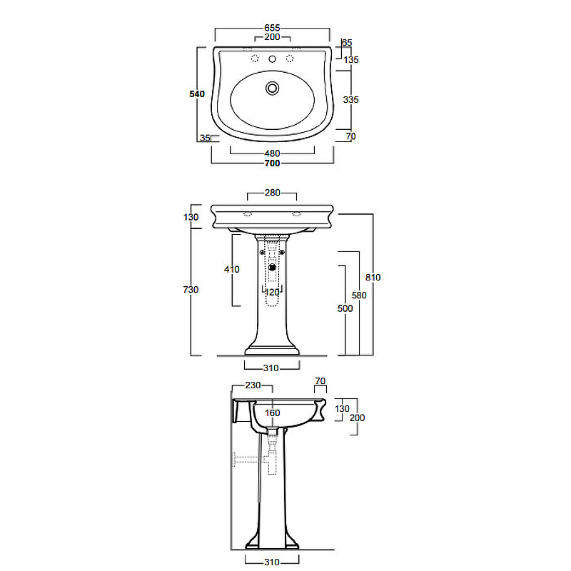 Раковина Simas Lante 70 LA10bi*1 Белая от магазина ЛесКонПром.ру