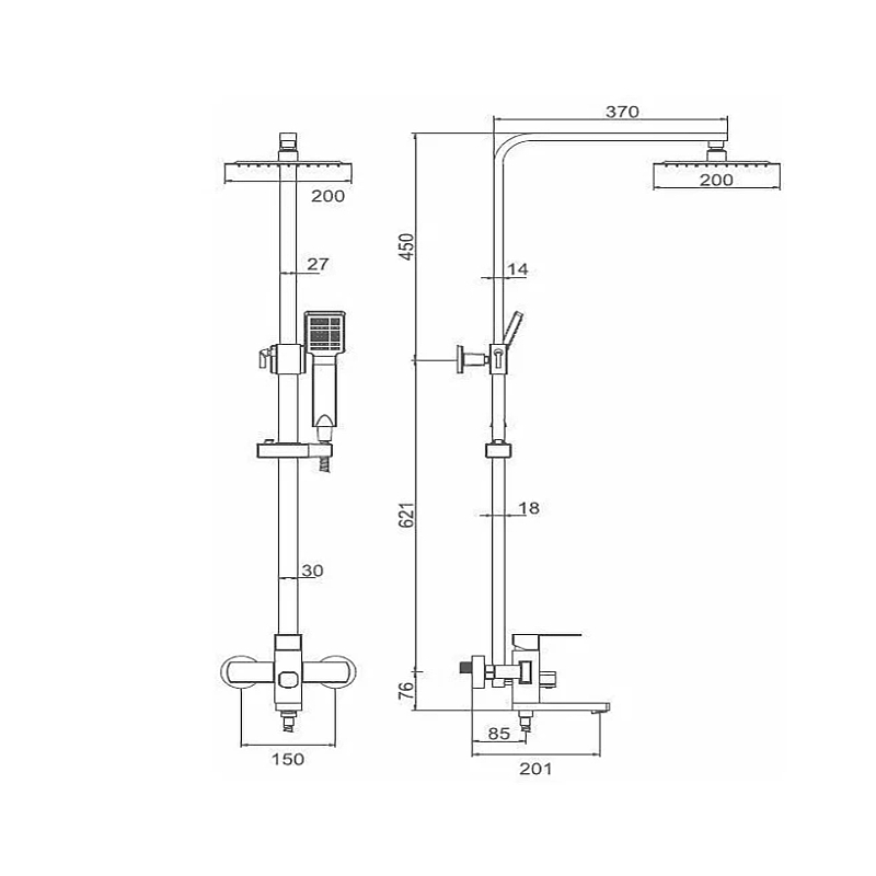 Душевая система Accoona A83201F Черная от магазина ЛесКонПром.ру