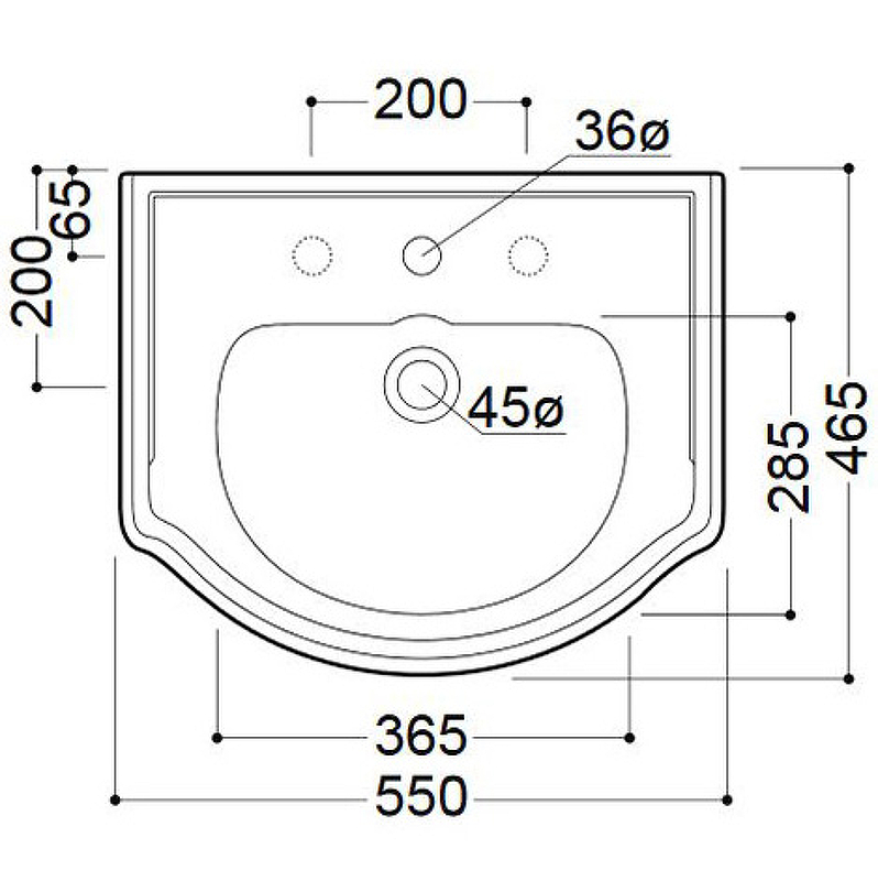 Раковина Kerasan Retro 55 104501*3 Белая от магазина ЛесКонПром.ру