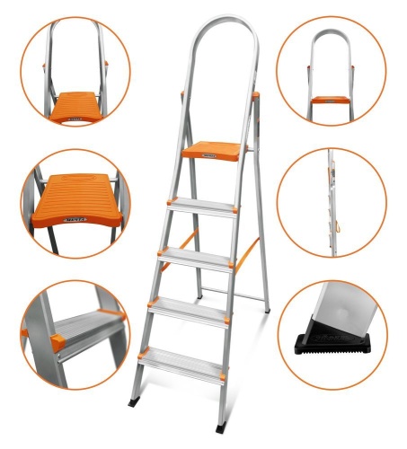 Стремянка алюминиевая Эйфель 5 ступеней (арт. Мечта 105) от магазина ЛесКонПром.ру