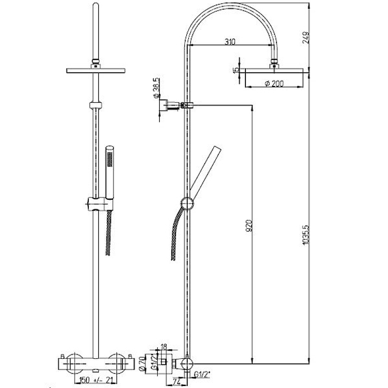 Душевая система Paini Cox 78CR689THABS1KM Хром от магазина ЛесКонПром.ру