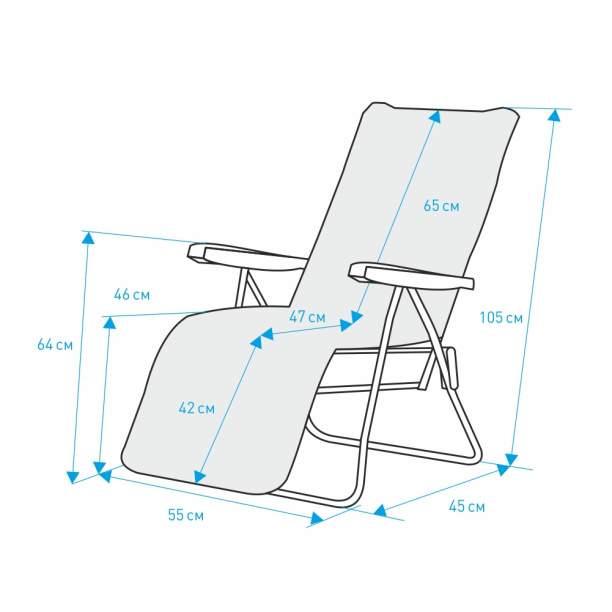 Кресло складное 154х66х105 см многопозиционное от магазина ЛесКонПром.ру