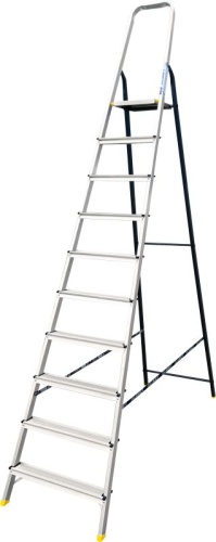 Стремянка алюминиевая усиленная со стальной задней ногой Алюмет 10 ступеней арт. АМS 7810 от магазина ЛесКонПром.ру