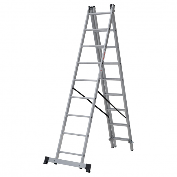Лестница трехсекционная Новая Высота алюминиевая 9 ступеней от магазина ЛесКонПром.ру